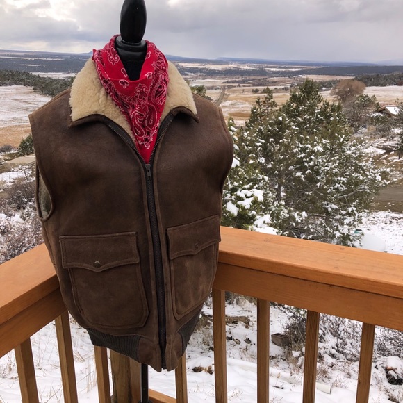 Warm Winter ❄️ leather vest shearling mountain man - Picture 1 of 11